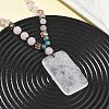 Natural Quartz Crystal Rectangle Pendant Glass Beaded Long Necklaces GG-CBAE048-02C-2