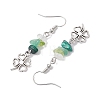 Natural Mixed Stone Clover Dangle Earrings EJEW-JE06148-4