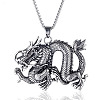 Vintage Chinese Dragon Titanium Steel Pendant Necklaces QK0292-1-1