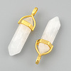 Natural White Jade Bullet Double Terminated Pointed Pendants G-G902-B24-4