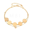 Flat Round 304 Stainless Steel Satellite Chains Double Layers Anklets BJEW-H643-04G-5