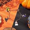 Witch & Ghost Alloy Enamel Charm Bracelets BJEW-JB10703-2
