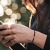 5Pcs Multicolor Stylish Unisex Round Brass Bead Braided Bracelet Sets OJ1564-1-2