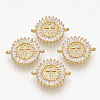Brass Micro Pave Clear Cubic Zirconia Links Connectors ZIRC-T012-62G-1