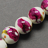 Floral Printed Porcelain Beads PORC-Q199-8mm-09-2