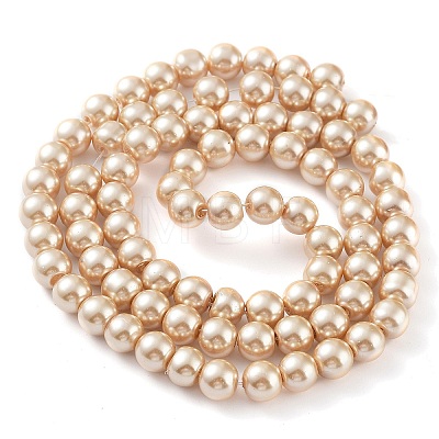 Baking Painted Pearlized Glass Pearl Round Bead Strands X-HY-Q330-8mm-42-1