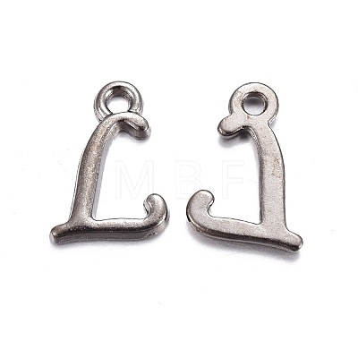 Gunmetal Plated Alloy Letter Pendants LS-PALLOY-J718-01B-L-1