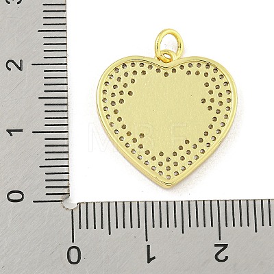 Rack Plating Heart with Flower Brass Micro Pave Clear Cubic Zirconia KK-Z053-23G-02-1