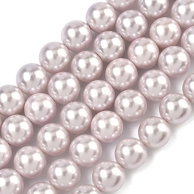 Electroplated Shell Pearl Beads Strands BSHE-G041-8mm-06-1
