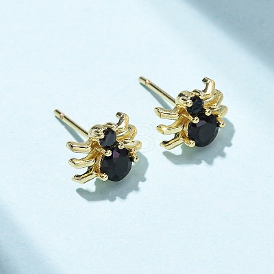 Brass Micro Pave Cubic Zirconia Stud Earrings EJEW-Z156-02G-01-1