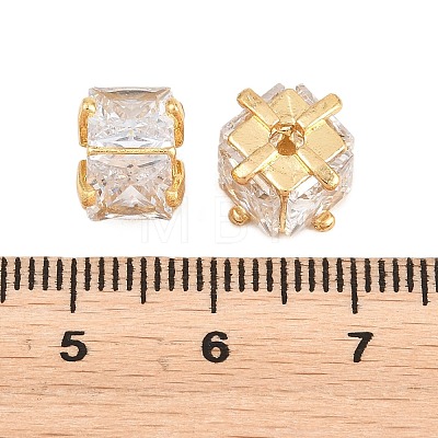 Brass Clear Cubic Zirconia Beads KK-B186-21C-G-1