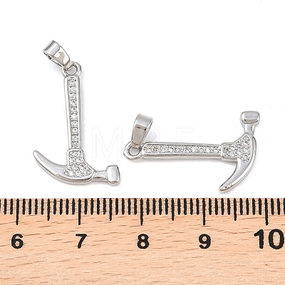 Brass Micro Pave Clear Cubic Zirconia Pendants KK-G549-16B-P-1