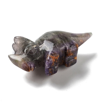 Natural Fluorite Carved Healing Rhinoceros Figurines DJEW-P016-01C-1