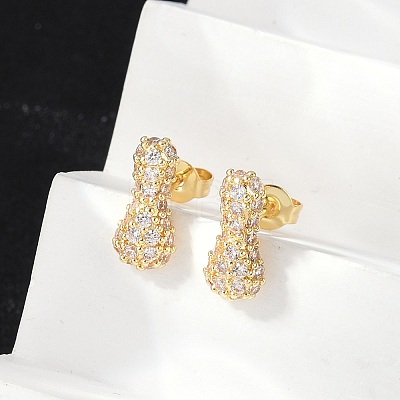 Brass Micro Pave Cubic Zirconia Stud Earrings EJEW-Z091-04G-I-1