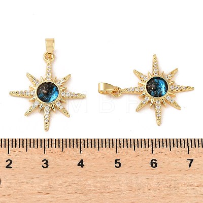 Rack Plating Brass Micro Pave Cubic Zirconia Pendants X-KK-C037-05G-1