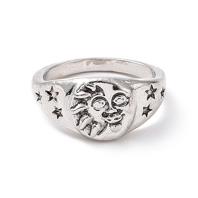 Retro Alloy Sun and Stars Finger Ring for Women RJEW-B045-02-1