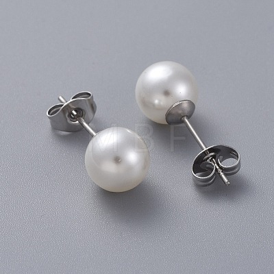 Plastic Imitation Pearl Stud Earrings STAS-D0001-03-P-1