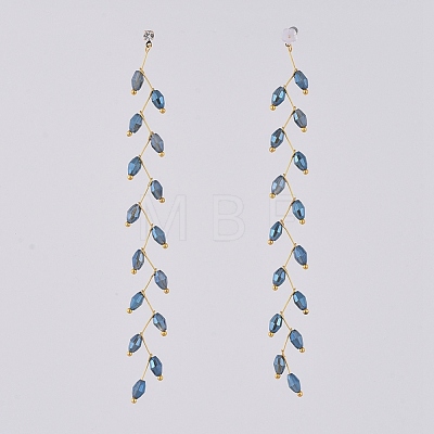 Electroplate Glass Beads Dangle Stud Earrings EJEW-JE03820-06-1