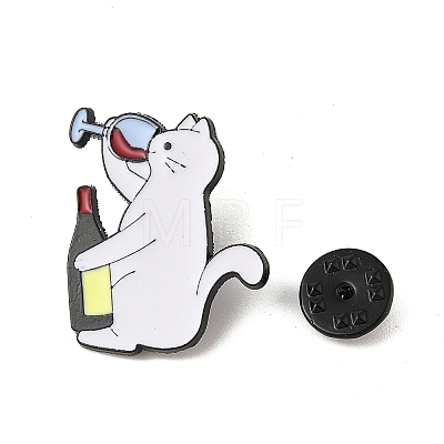 Drunk Cat Shaped Alloy Brooch JEWB-M046-07D-1