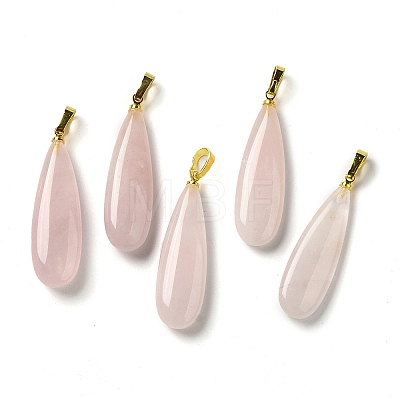 Natural Rose Quartz Pendants G-Q192-07G-02-1