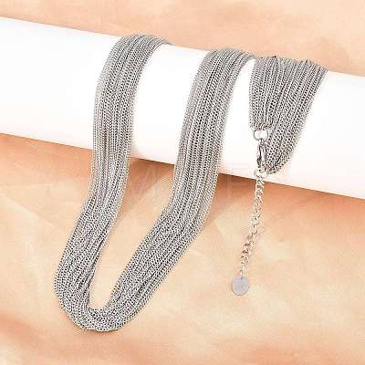 304 Stainless Steel Multi-strand Necklaces for Women NJEW-D326-01P-1