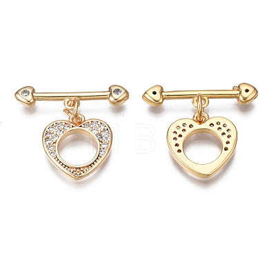 Brass Micro Pave Clear Cubic Zirconia Toggle Clasps KK-Q278-005-NF-1
