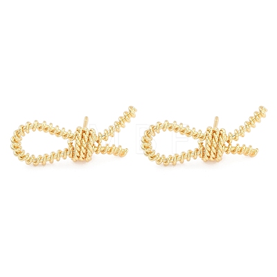 Knot Brass Stud Earrings for Women EJEW-S216-04B-G-1