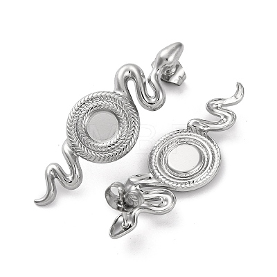 304 Stainless Steel Snake Stud Earrings EJEW-K295-14P-1