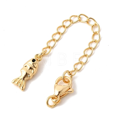 Brass Micro Pave Clear Cubic Zirconia Curb Chain Extender KK-Z149-10G-1