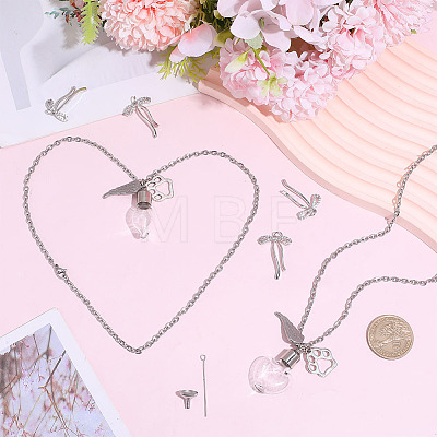 2Pcs 304 Stainless Steel Pendant Necklaces NJEW-DR00037-1