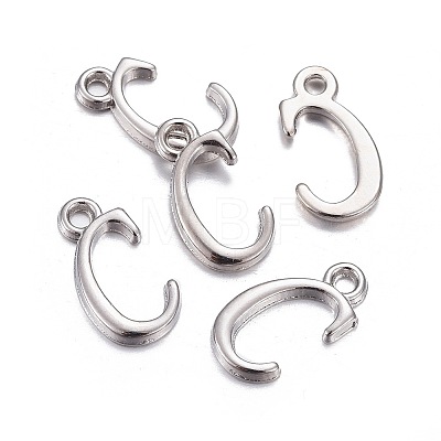 Platinum Plated Alloy Letter Pendants PALLOY-J718-01P-C-1