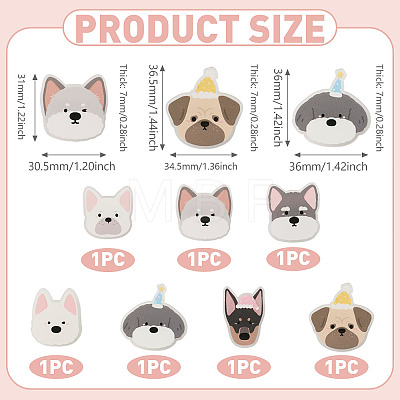 7Pcs 7 Colors Cartoon Dog Acrylic Brooch JEWB-TA0001-37-1