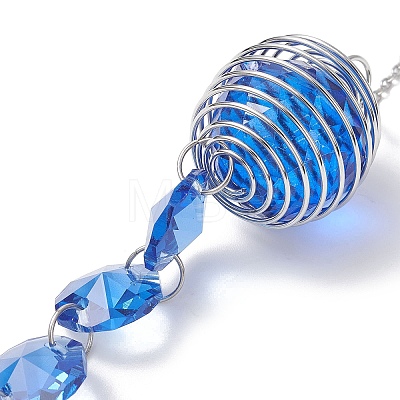 Glass Round & Octagonal Beads Hanging Suncatchers HJEW-JM04617-01-1