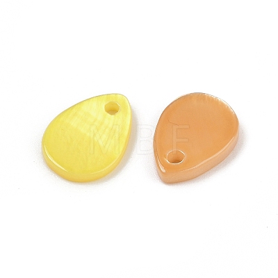 Spray Painted Natural Freshwater Shell Teardrop Charms SHEL-K006-47-1