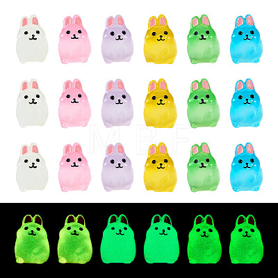  24Pcs 6 Colors Rabbit Luminous Resin Display Decorations DJEW-TA0001-07-1