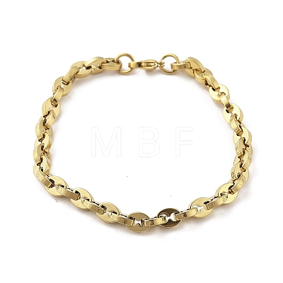 304 Stainless Steel Coffee Bean Chain Bracelets for Women Men BJEW-F488-01G-01-1