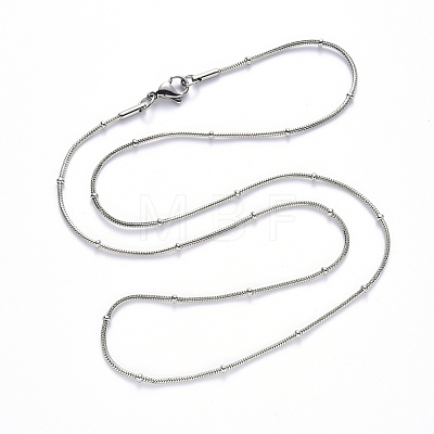 304 Stainless Steel Round Snake Chain Necklace NJEW-S420-009B-P-1