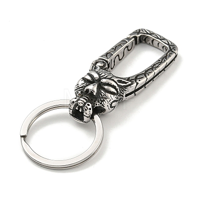 Tibetan Style 316 Surgical Stainless Steel Fittings with 304 Stainless Steel Key Ring FIND-Q101-07AS-01-1