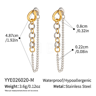 304 Stainless Steel Chain Tassel Stud Earrings for Women IO3537-2-1