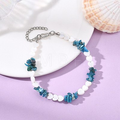 Natural Apatite & Freshwater Shell Beaded Bracelets for Women BJEW-JB13953-1