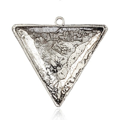 Triangle Antique Silver Plated Alloy Cat Eye Big Pendants PALLOY-J578-01AS-1