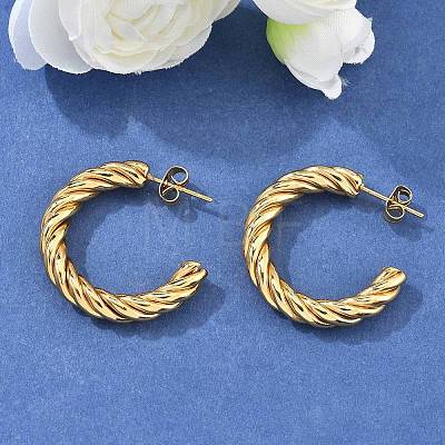 304 Stainless Steel Half Hoop Earrings X-EJEW-F257-10G-1