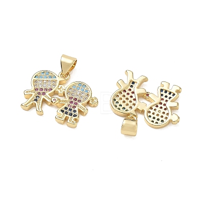 Brass Micro Pave Colorful Cubic Zirconia Pendants CU-CBA9AFC-01G-19-1