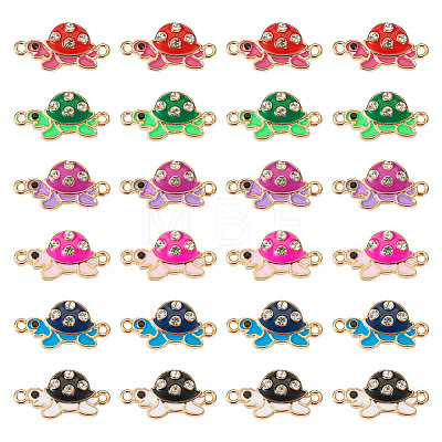 24Pcs 6 Colors Alloy Enamel Connector Charms ENAM-TA0001-58-1