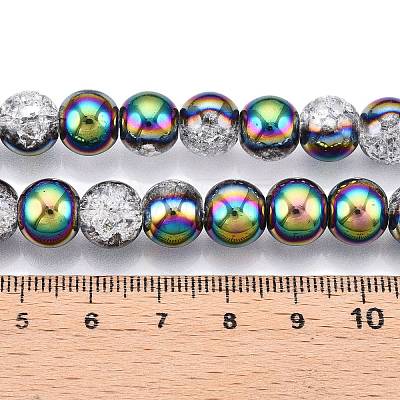 Electroplated Crackle Glass Beads Strands EGLA-N014-10mm-06-1