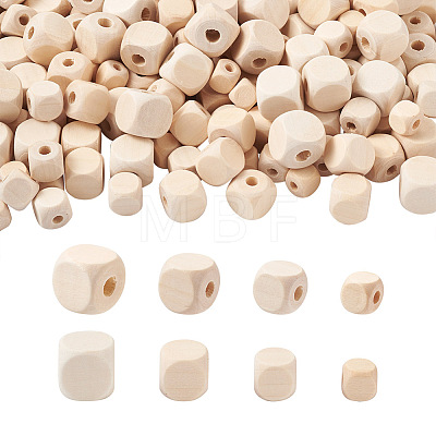 Craftdady 400Pcs 4 Style Natural Wooden Beads WOOD-CD0001-14-1