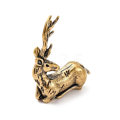 Brass Christmas Elk Display Decoration KK-D370-06AG-1