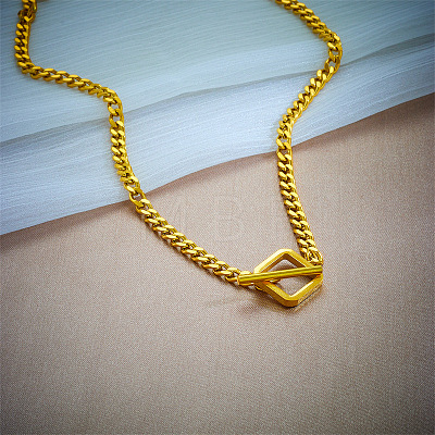 Rhombus Toggle 304 Stainless Steel Pendant Necklaces for Women FS-WG6DB9B-01-1