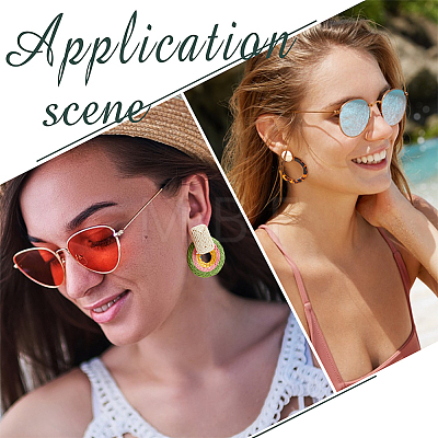 ANATTASOUL 6 Pairs 6 Style Monstera Leaf & Circle Ring Acrylic Stud Earrings with Iron Pins EJEW-AN0001-17-1