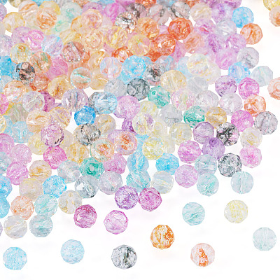 240Pcs 8 Colors Crackle Transparent Glass Beads GLAA-TA0004-19-1